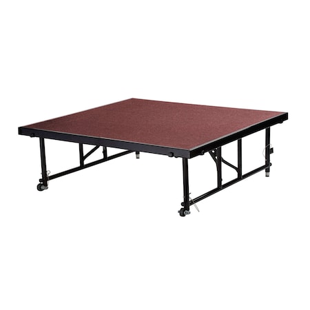 National Public Seating Stage Platform, 4 Ft. x 4 Ft. x 24"-32" Adjustable Height, Red Carpet TFXS48482432C-40